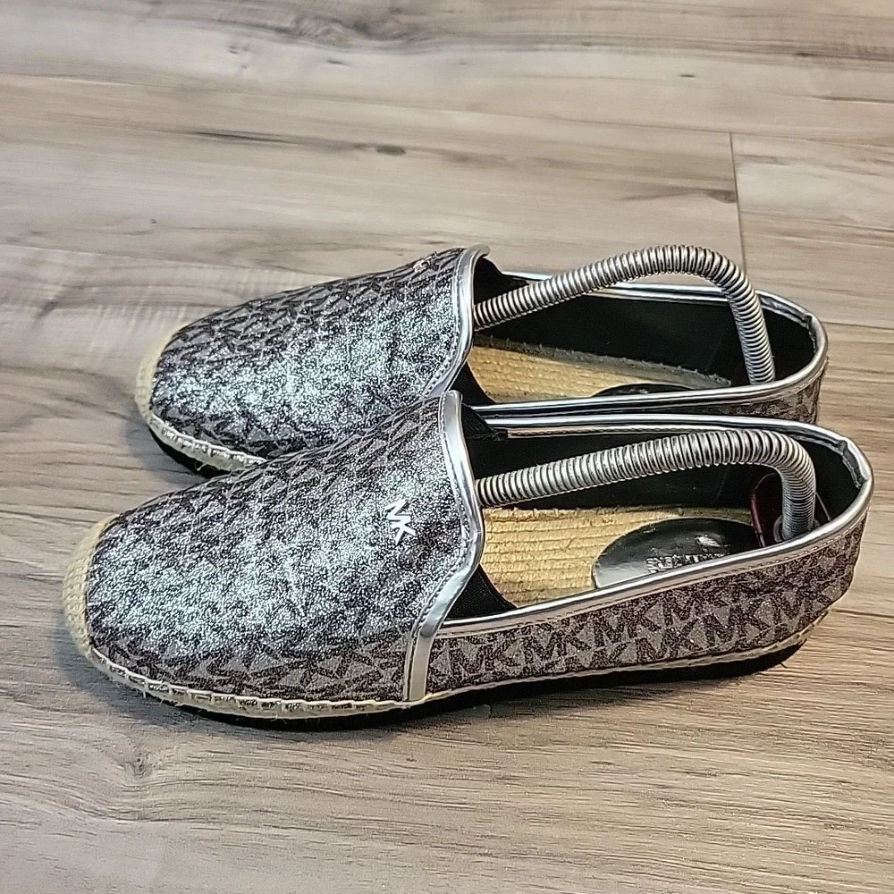Michael Kors Hastings Signature Logo‎ Metallic Espadrilles Size 8M